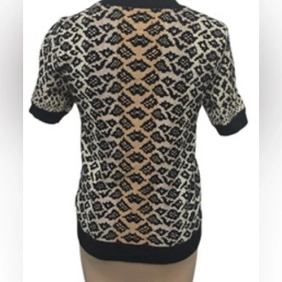 Anthropologie Elinore Short Sleeve Animal Print Wool Blend Sweater Size Small - Picture 13 of 13